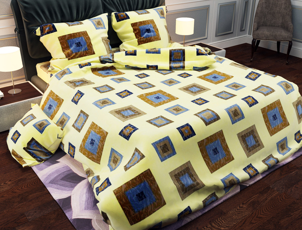 Ткань для постельного белья Бязь "Gold" Lux "Квадрат в кубе" GL961