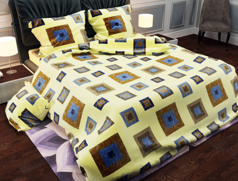 Ткань для постельного белья Бязь "Gold" Lux "Квадрат в кубе" GL961