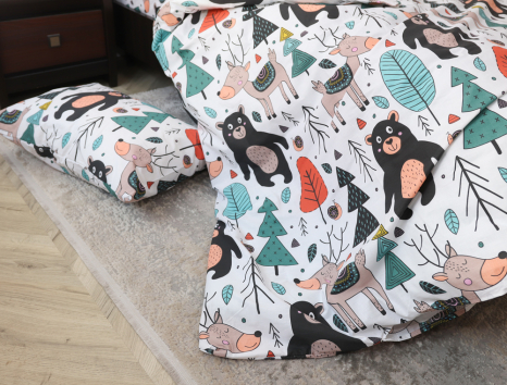 Полуторний набір постільної білизни 150*220 із Бязі "Gold" №165609 Черешенка™