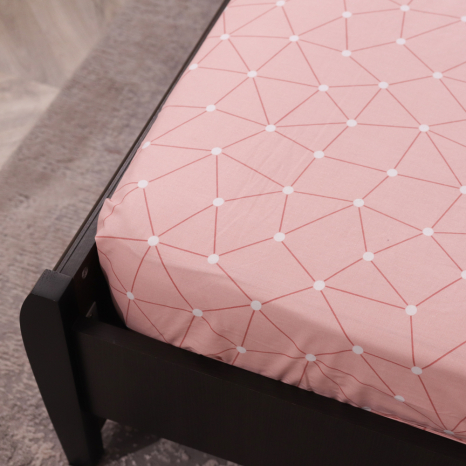 Простынь на резинке (160*200*25) розовая с геометрическим принтом №661507