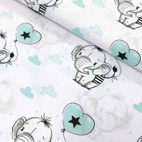 Ткань для постельного белья Бязь "Gold" Lux "Белые мишки" детская GLB152