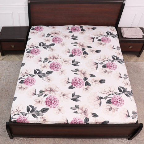 Простирадло на резинці (160*200*25) біла з квітковим принтом №668376