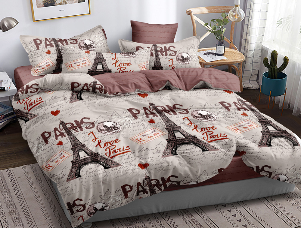 Двоспальний набір постільної білизни 180*220 із Сатину №1077AB Черешенка™