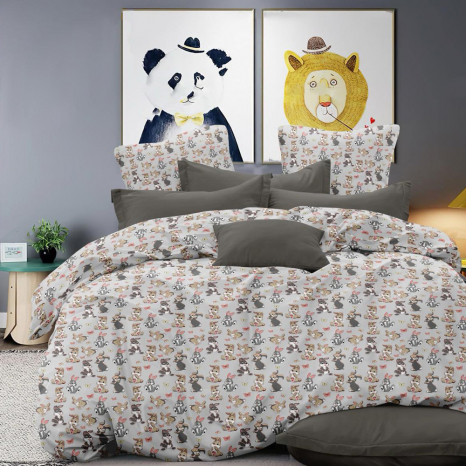 Ткань для постельного белья Бязь "Gold" Lux детская GL16155grey