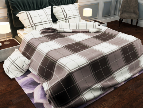 Тканина для постільної білизни Бязь "Gold" Lux "клітинка (коричневий)" GL887 (A+B) - (50м+50м)