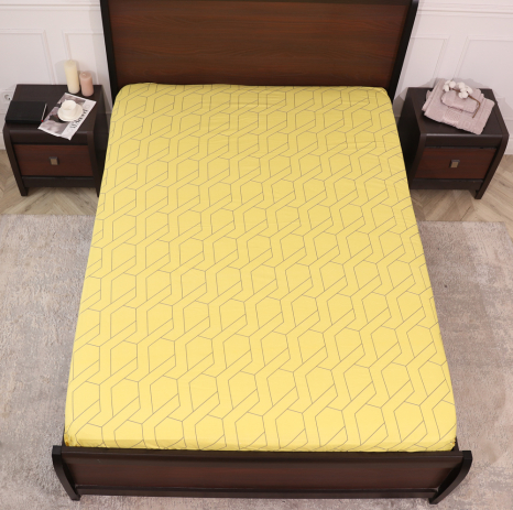 Простынь на резинке (90*200*25) жёлтая геометрия №661094yellow