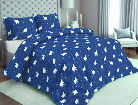 Ткань для постельного белья Бязь "Gold" Lux "Белые медведи"  GL4200