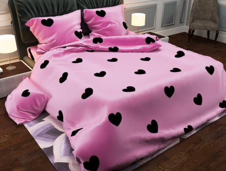 Тканина для постільної білизни Бязь "Gold" Lux "Серця" GL7465pink
