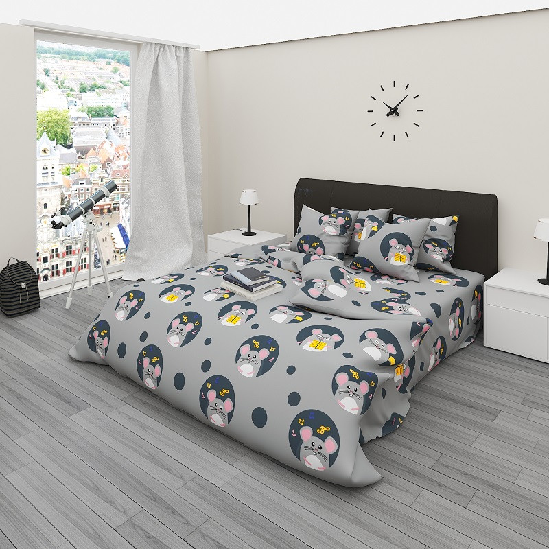 Ткань для постельного белья Бязь "Gold" Lux детская GLB7708grey