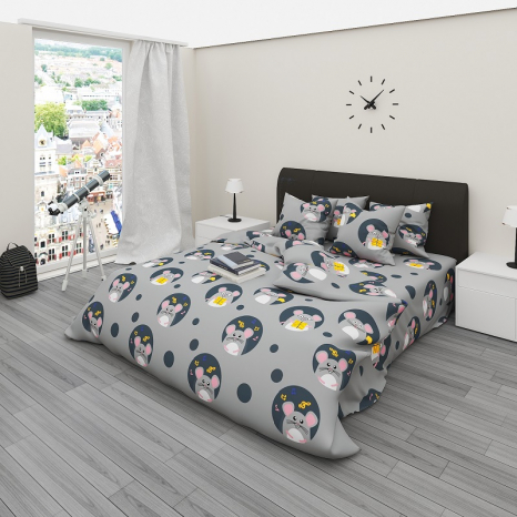 Ткань для постельного белья Бязь "Gold" Lux детская GLB7708grey