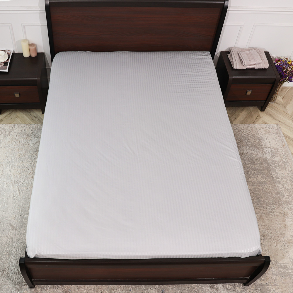 Простынь на резинке (160*200*25) серая полоска №1113