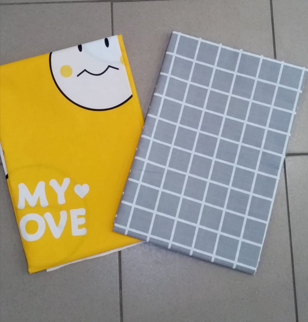 Тканина для постільної білизни Бязь "Gold" Lux дитяча "Будь щасливим моє кохання" GLB159 (A+B) - (50м+50м)