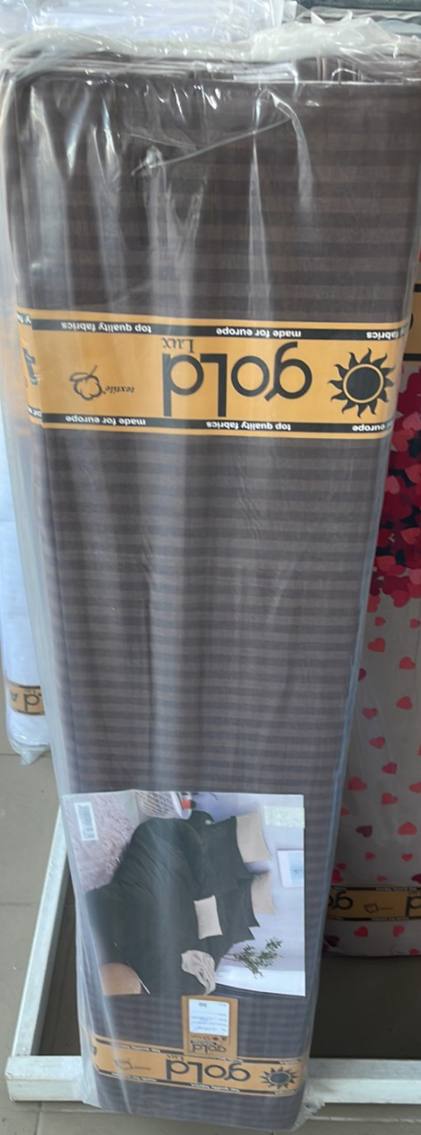 Ткань для постельного белья Бязь "Gold" Lux в полоску GLS226-1Brown (50м)