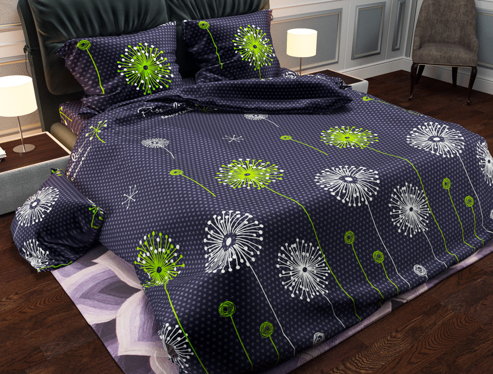 Тканина для постільної білизни Бязь "Gold" Lux "Стилізовані кульбаби" GL975A