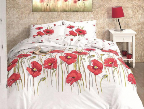 Євро-максі набір постільної білизни 200*220 із Ранфорсу Bozca Kirmizi First Choice™