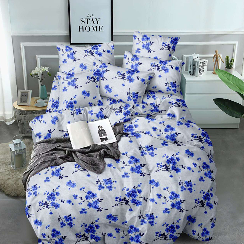 Тканина для постільної білизни Бязь "Gold" Lux "Вишневий колір (синій)" GL3075blue.