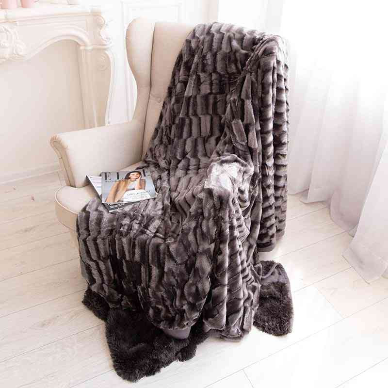 Двостороннє евро-максі покривало-плед "норка" (230*200) - темно-сіре