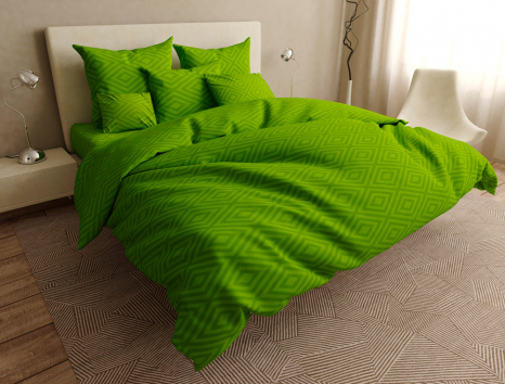 Тканина для постільної білизни Бязь "Gold" Lux з ромбами GL137greenery (50м)