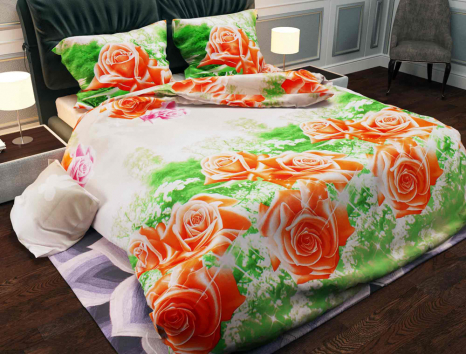 Тканина для постільної білизни Бязь "Gold" Lux "Квітковий принт (троянди)"GL562