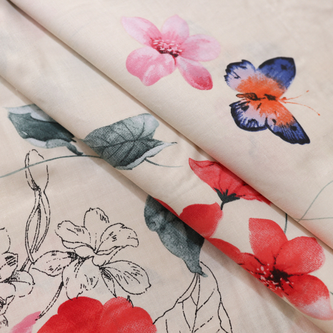 Ткань для постельного белья Бязь "Gold" Lux "Летние цветы" GL1609 (A+B) - (50м+50м)