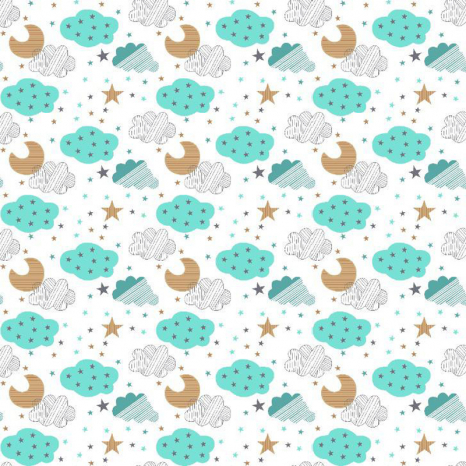 Ткань для постельного белья Фланель (байка) детcкая FLB1052turquoise