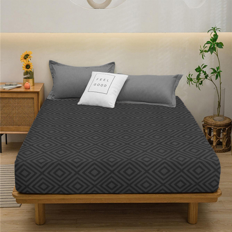 Простирадло на резинці (140*200*25) чорний ромб №132