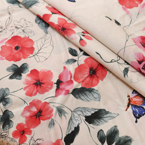 Ткань для постельного белья Бязь "Gold" Lux "Летние цветы" GL1609 (A+B) - (50м+50м)