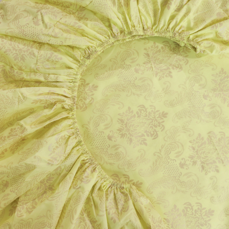 Простынь на резинке (140*200*25) орнамент на желтом №1358