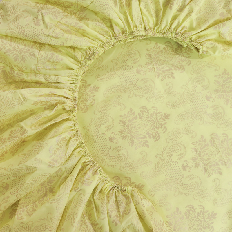 Простынь на резинке (140*200*25) орнамент на желтом №1358