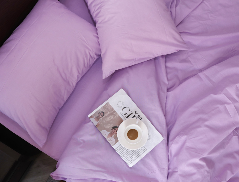 Полуторный набор однотонного постельного белья 150*220 из Бязи "Gold" №155529 Черешенка™