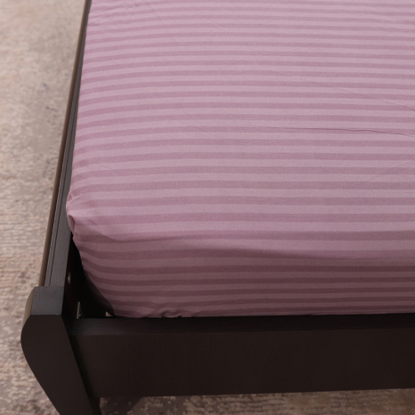 Простирадло на резинці (180*200*25) смугасте фіолетово-сіре №10038