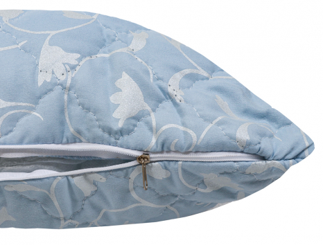 Подушка стьобана на блискавці 70*70 мікрофібра/холлофайбер (синя)