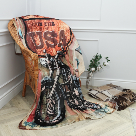 Плед с 3D-принтом 160*200 "Мотоцикл Винтаж" №20222330