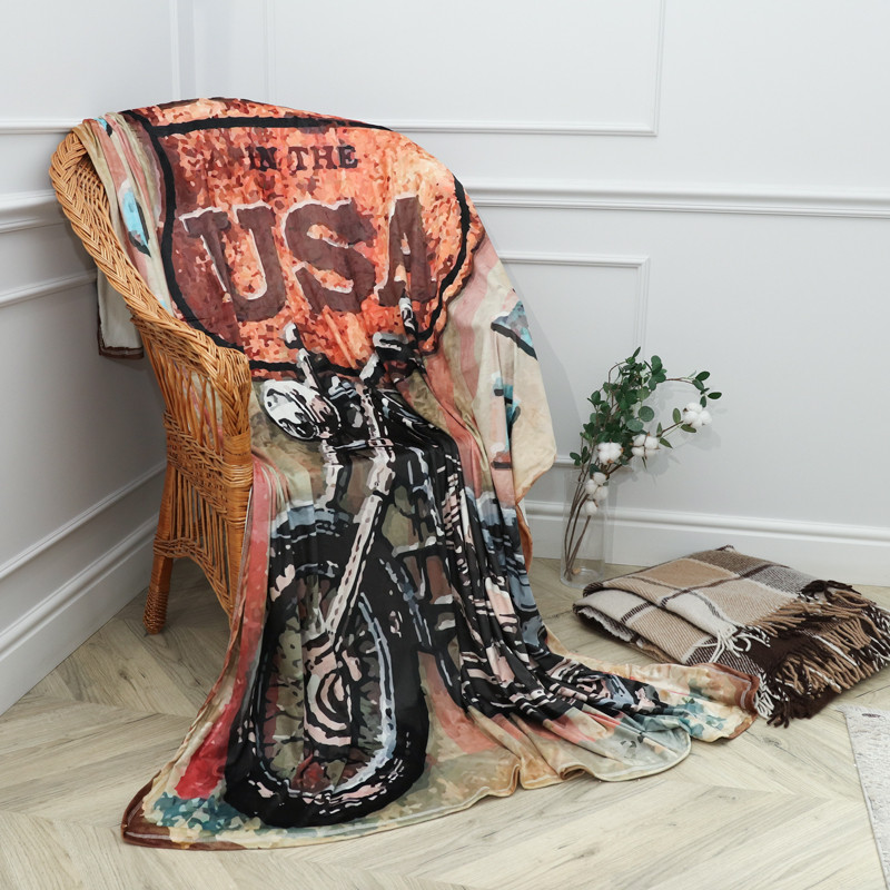 Плед с 3D-принтом 160*200 "Мотоцикл Винтаж" №20222330