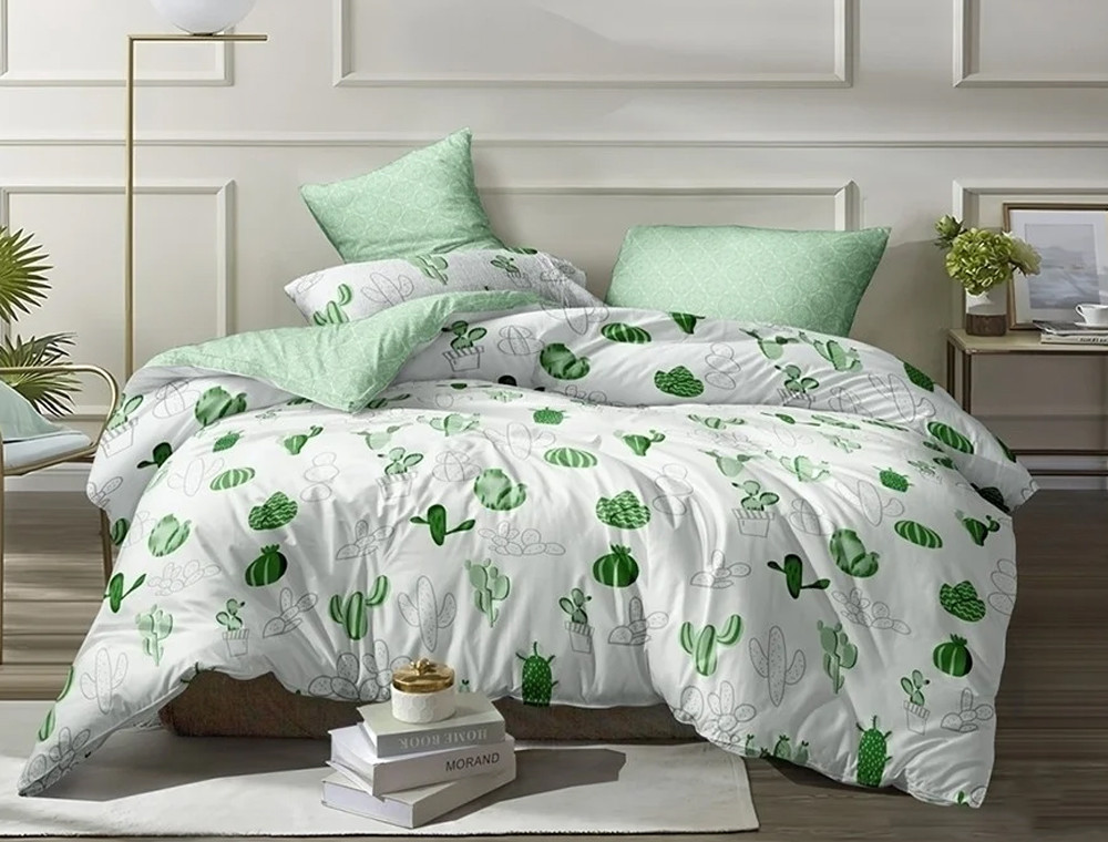 Сімейний набір постільної білизни із Бязі "Gold" з простирадлом на резинці №147569AB Черешенька™