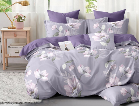 Полуторний набір постільної білизни 150*220 із Сатину №44240AB Черешенка™