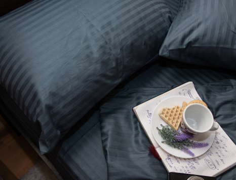 Полуторний набір постільної білизни 150*220 зі Страйп Сатину №50133 Черешенка™