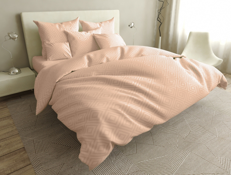 Тканина для постільної білизни Бязь "Gold" Lux з ромбами GL145peach (50м)
