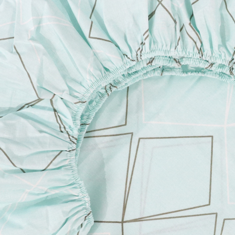 Простирадло на резинці (160*200*25) блакитне з геометричним принтом №661164