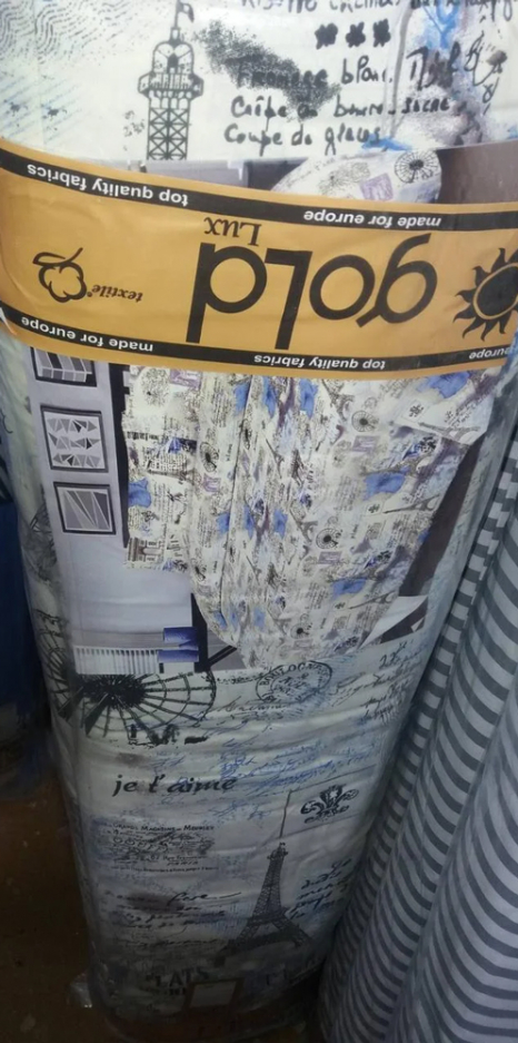 Ткань для постельного белья Бязь "Gold" Lux "Архитектура Парижа (синий)" GL669.