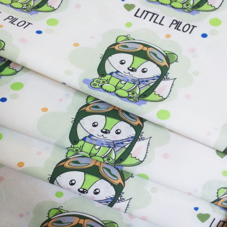 Тканина для постільної білизни Бязь "Gold" Lux дитяча GLB279green