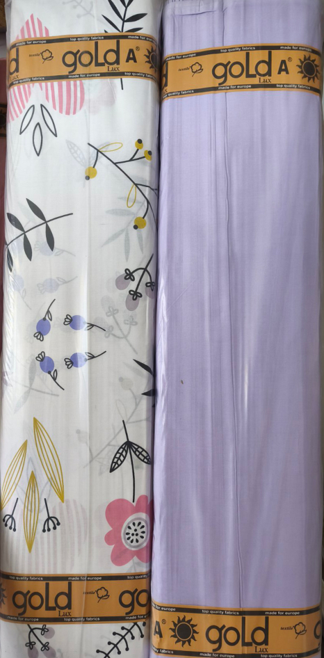 Ткань для постельного белья Бязь "Gold" Lux GL1062lilac (A+B) - (50м+50м)