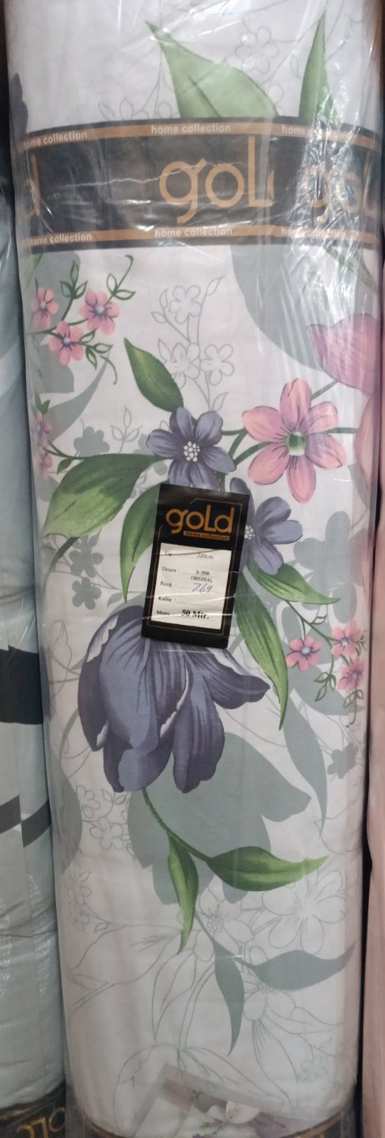 Тканина для постільної білизни Бязь "Gold" Lux "Ніжність дотиків (квітковий принт)"  GL753