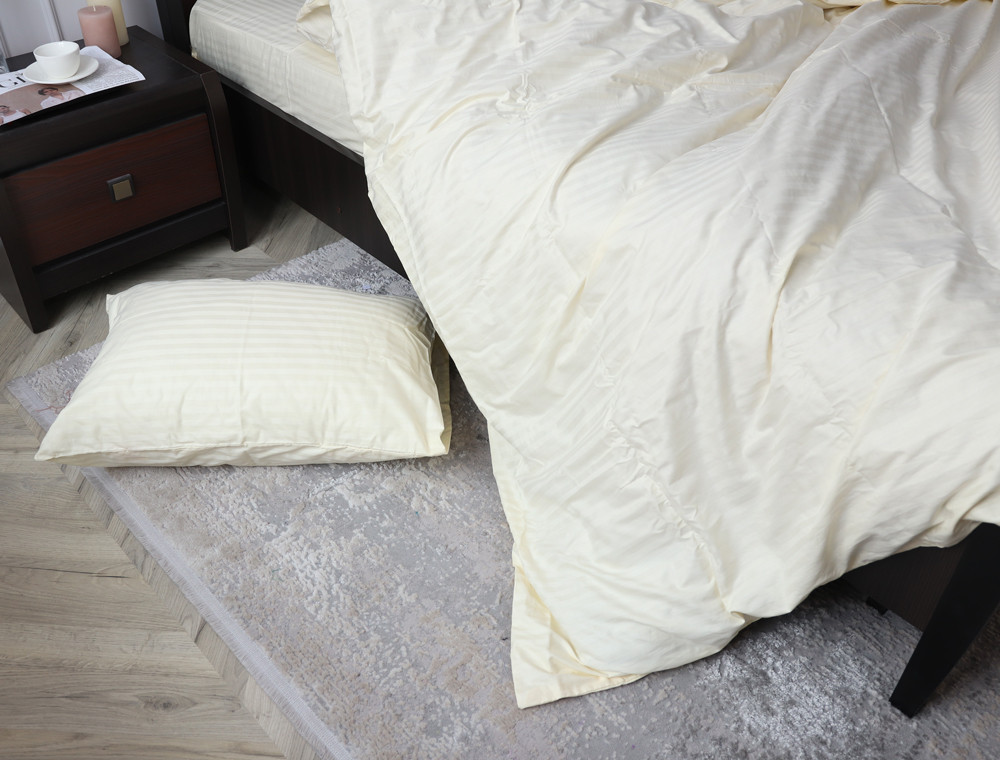 Двоспальний набір постільної білизни 180*220 зі Страйп Сатину №11-0507 Черешенка™