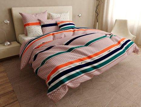 Євро-максі набір постільної білизни 200*220 із Бязі "Gold" з простирадлом на резинці №144663AB Черешенка™