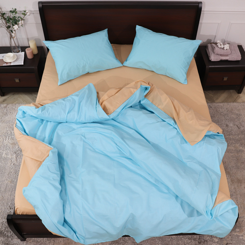 Євро-максі набір однотонної постільної білизни 200*220 із Бязі "Gold" №155519AB Черешенка™