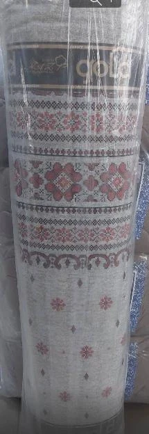 Тканина для постільної білизни Бязь "Gold" Lux "Червоний орнамент" GL981grey