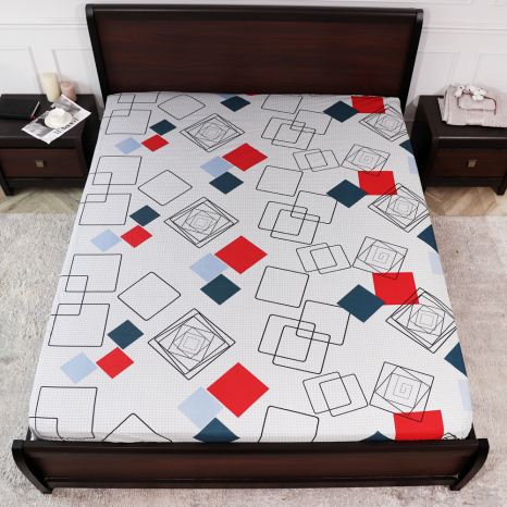 Простынь на резинке (160*200*25) серая с геометрическим принтом №661427