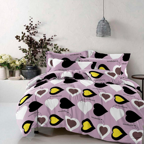 Ткань для постельного белья Бязь "Gold" Lux "Удивительная любовь (розовый)" GL3879