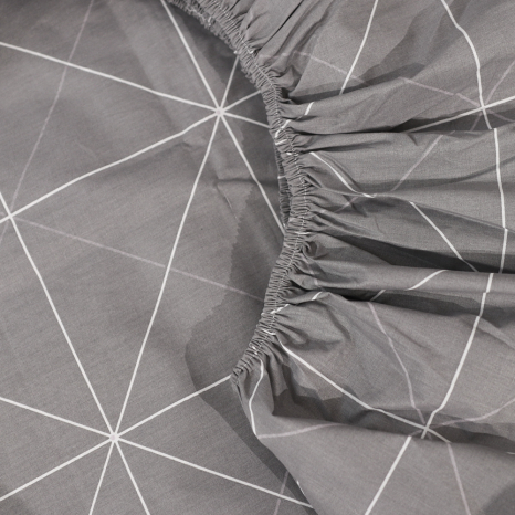 Простынь на резинке (160*200*25) серая с геометрическим принтом №661100